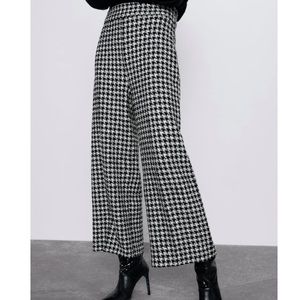 ZARA HOUNDSTOOTH TROUSERS Wide leg High Waist